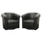 Baxton Studio Julian Black Brown Faux Leather Club Chair With 360 Degree Swivel 50-3458 - alternate 1